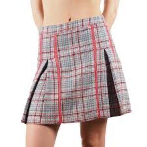 Vintage Versus Versace Plaid Pleated 100% Wool Mini Skirt Size 28